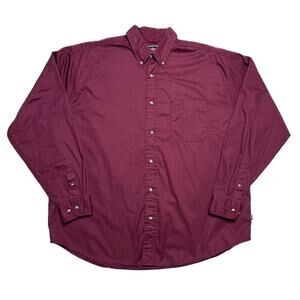 Timber Creek by Wrangler Shirt Burgundy Button Up Long Sleeve Men's XL